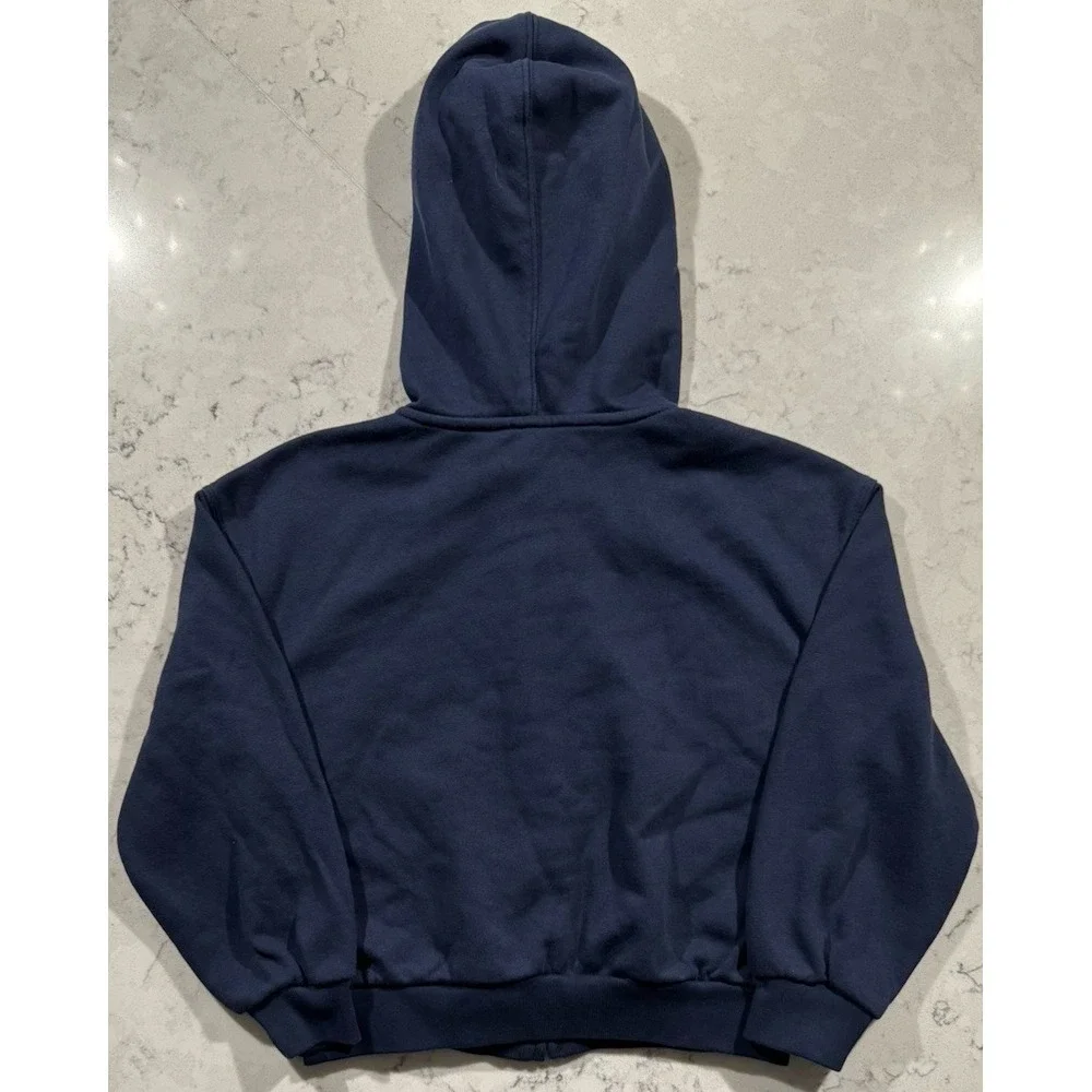 Gap Kids Hoodie Unisex Medium 8 Navy Blue Full Zip Arch Logo Fleece S/740017-01
